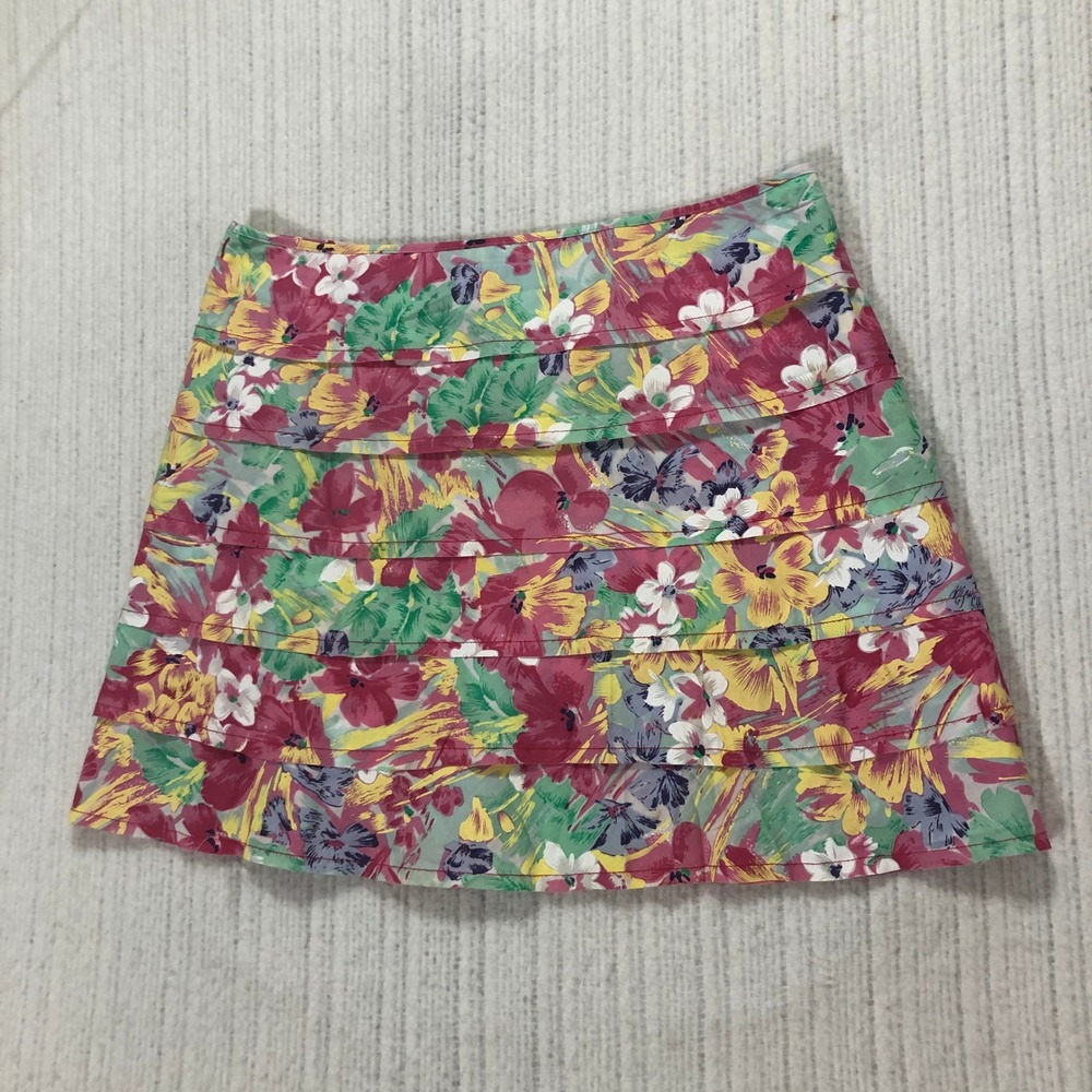 Boston Proper Floral Tiered Skirt Size‎ 10 Colorful Flowers Print